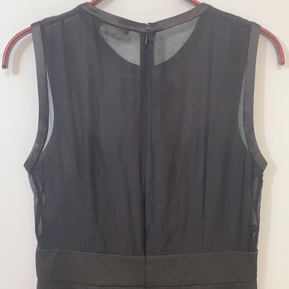 BCBGMaxAzria || Black Tuxedo Ruffle Sheer Sleeveless Sheath Silk Cotton Dress 6 - Picture 12 of 17